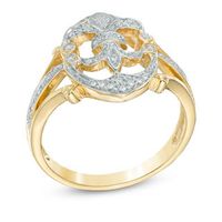 0.25 CT. T.W. Diamond Fleur-de-Lis Ring in Sterling Silver and 14K Gold Plate|Peoples Jewellers