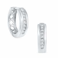 0.25 CT. T.W. Diamond Hoop Earrings in Sterling Silver|Peoples Jewellers