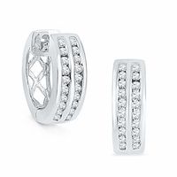 0.25 CT. T.W. Diamond Double Row Hoop Earrings in Sterling Silver|Peoples Jewellers