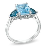 Octagonal Swiss and London Blue Topaz Ring in Sterling Silver|Peoples Jewellers