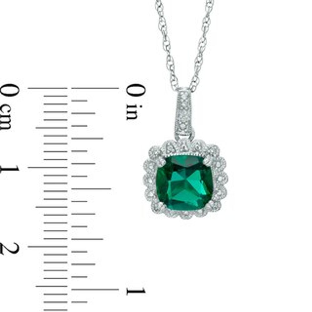 Lab-Created Emerald and 0.11 CT. T.W. Diamond Pendant, Ring and Earrings Set in Sterling Silver - Size 7|Peoples Jewellers