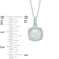 Lab-Created Opal and 0.11 CT. T.W. Diamond Pendant, Ring and Earrings Set in Sterling Silver - Size 7|Peoples Jewellers