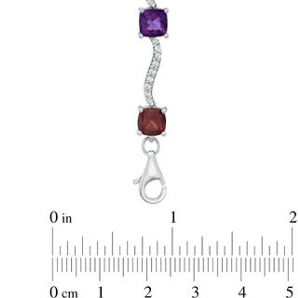 Cushion-Cut Multi-Gemstone and Lab-Created White Sapphire Bracelet in Sterling Silver - 7.25"|Peoples Jewellers