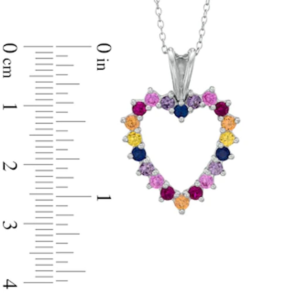 Lab-Created Multi-Gemstone Heart Pendant in Sterling Silver|Peoples Jewellers