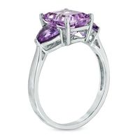 Octagonal Rose de France and Purple Amethyst Ring in Sterling Silver|Peoples Jewellers