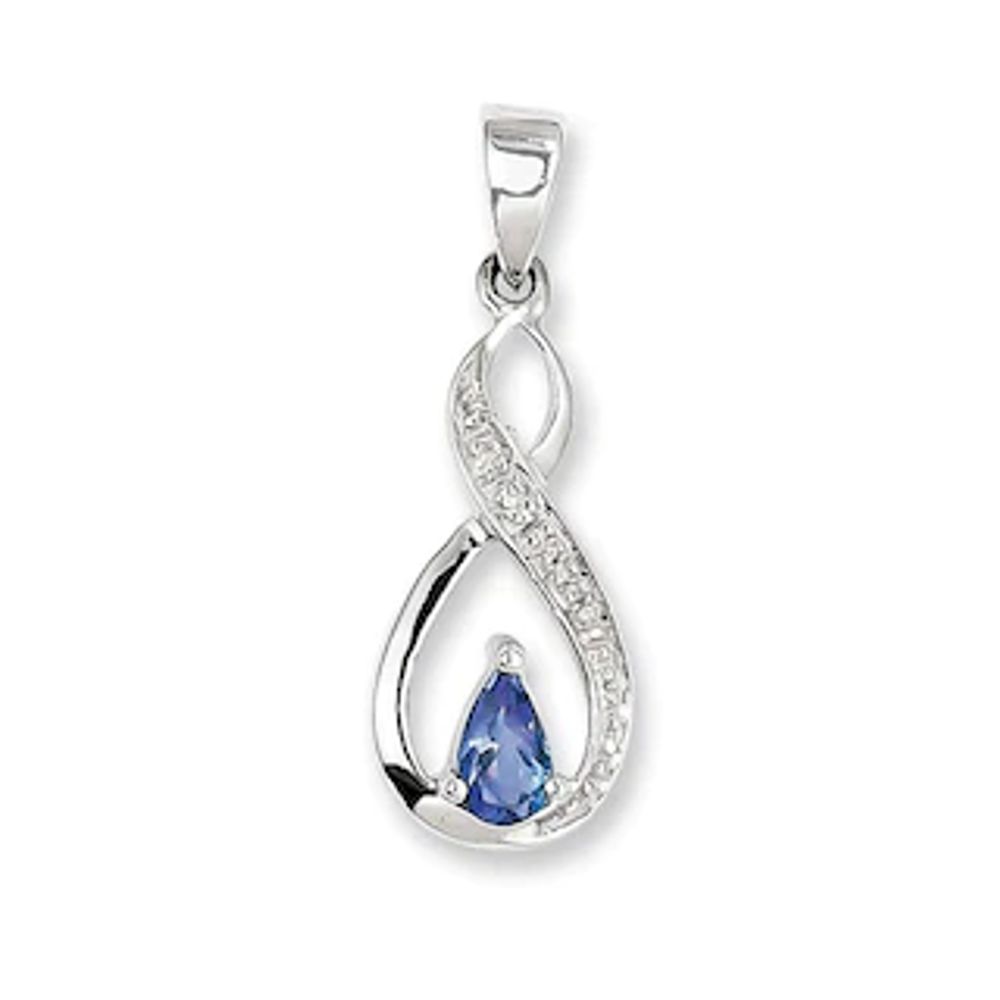 Pear-Shaped Tanzanite and Diamond Accent Necklace Charm in Sterling Silver|Peoples Jewellers