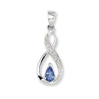 Pear-Shaped Tanzanite and Diamond Accent Necklace Charm in Sterling Silver|Peoples Jewellers