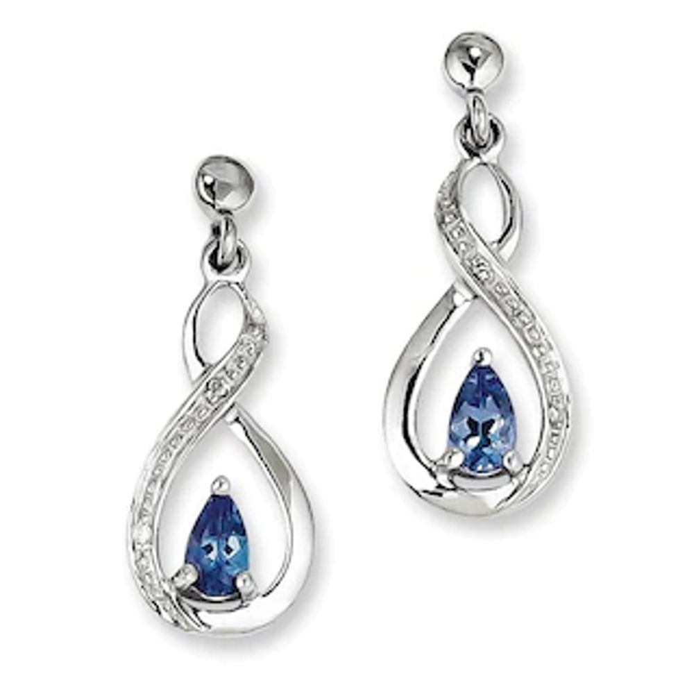 Pear-Shaped Tanzanite and Diamond Accent Infinity Drop Earrings in Sterling Silver|Peoples Jewellers