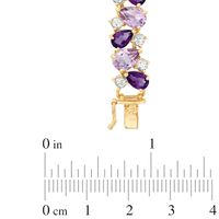 Pear-Shaped Pink Quartz, Amethyst and White Topaz Bracelet in Sterling Silver with 14K Gold Plate - 7.25"|Peoples Jewellers