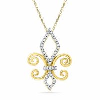 0.16 CT. T.W. Diamond Fleur-de-Lis Pendant in Sterling Silver and 14K Gold Plate|Peoples Jewellers