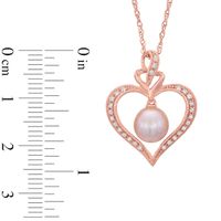 7.0-7.5mm Freshwater Cultured Pearl and Lab-Created White Sapphire Pendant in Sterling Silver with 14K Rose Gold Plate|Peoples Jewellers