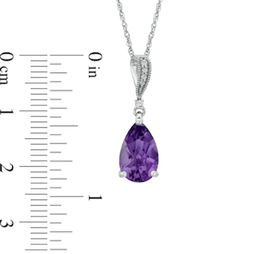 Pear-Shaped Amethyst and Diamond Accent Pendant in Sterling Silver|Peoples Jewellers