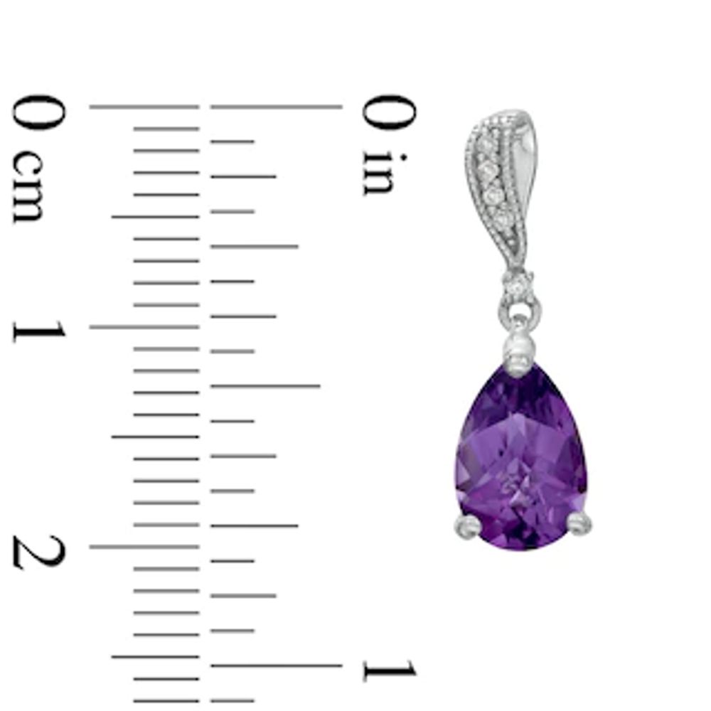 Pear-Shaped Amethyst and Diamond Accent Drop Earrings in Sterling Silver|Peoples Jewellers