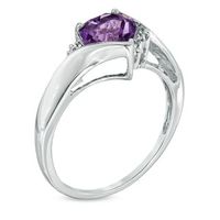 7.0mm Heart-Shaped Amethyst and Diamond Accent Ring in 10K White Gold|Peoples Jewellers