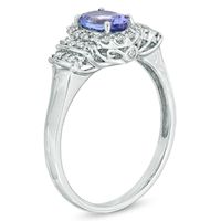 Oval Tanzanite and 0.20 CT. T.W. Diamond Ring in 10K White Gold|Peoples Jewellers