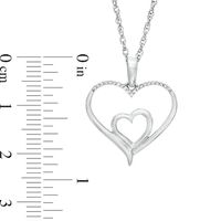 0.05 CT. T.W. Diamond Double Heart Pendant in Sterling Silver|Peoples Jewellers