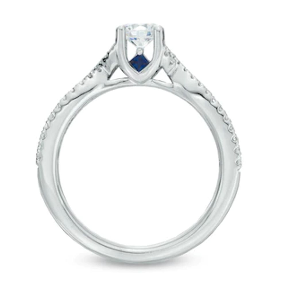 Vera Wang Love Collection 0.70 CT. T.W. Diamond and Blue Sapphire Engagement Ring in 14K White Gold|Peoples Jewellers