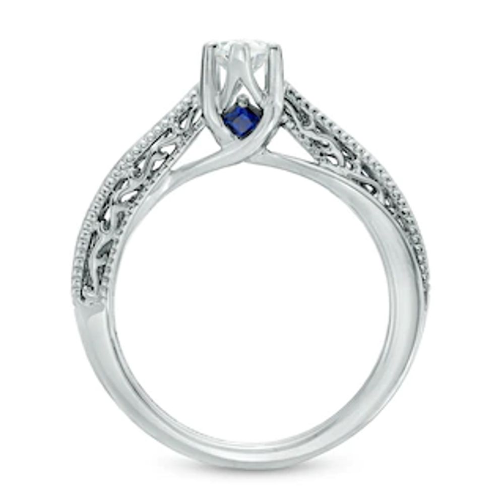 Vera Wang Love Collection 0.45 CT. Marquise Diamond Solitaire Scroll Engagement Ring in 14K White Gold|Peoples Jewellers