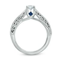 Vera Wang Love Collection 0.45 CT. Oval Diamond Solitaire Scroll Engagement Ring in 14K White Gold|Peoples Jewellers