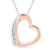 Diamond Accent Tilted Heart Pendant in 10K Rose Gold|Peoples Jewellers