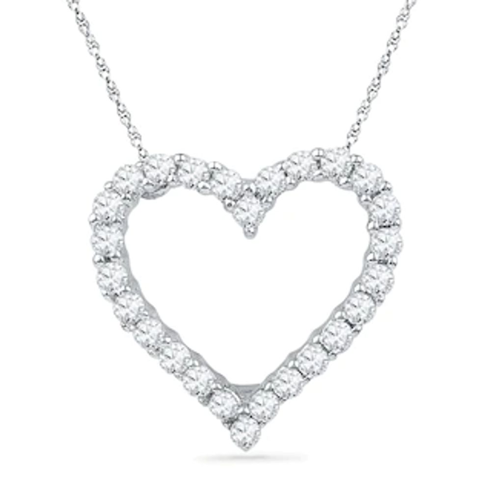 0.16 CT. T.W. Diamond Lined Heart Pendant in 10K White Gold|Peoples Jewellers
