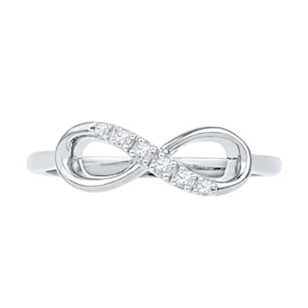 Diamond Accent Infinity Ring in 10K White Gold|Peoples Jewellers