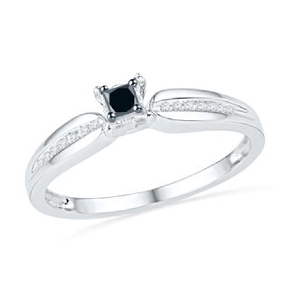 0.16 CT. T.W. Enhanced Black and White Diamond Promise Ring in 10K White Gold|Peoples Jewellers