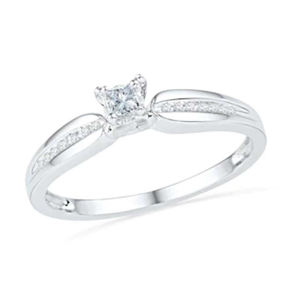 0.16 CT. T.W. Princess-Cut Diamond Promise Ring in 10K White Gold|Peoples Jewellers