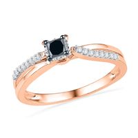 0.25 CT. T.W. Enhanced Black and White Diamond Split Shank Promise Ring in 10K Rose Gold|Peoples Jewellers