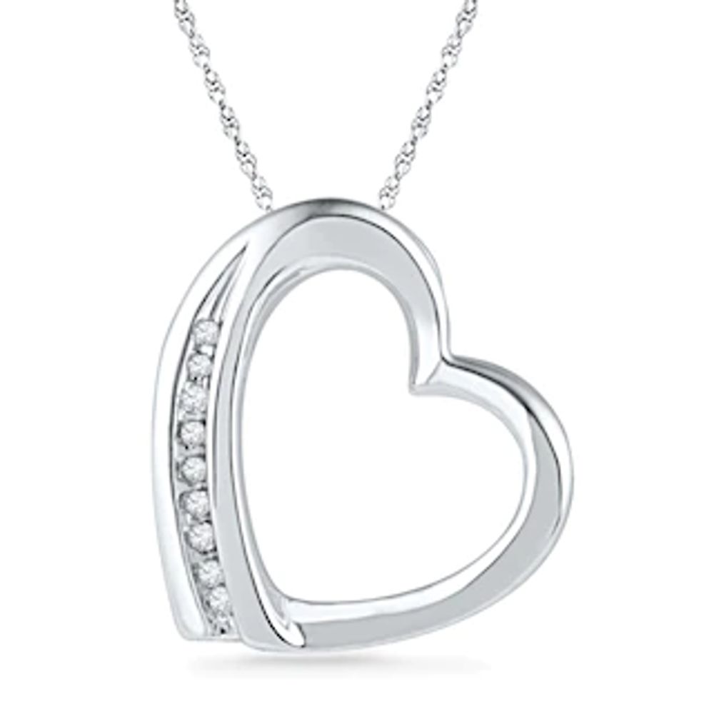 Diamond Accent Heart Locket Pendant Necklace in 10K Gold - Yellow Gold