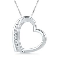 Diamond Accent Tilted Heart Pendant in 10K Gold|Peoples Jewellers