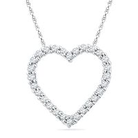 CT. T.W. Diamond Lined Heart Pendant in 10K White Gold|Peoples Jewellers