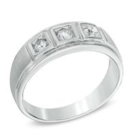 Men's 0.23 CT. T.W. Diamond Comfort Fit Three Stone Ring in 10K White Gold|Peoples Jewellers