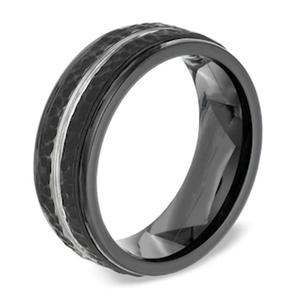 Men's 8.0mm Comfort Fit Hammered Black Cobalt Wedding Band - Size 10|Peoples Jewellers
