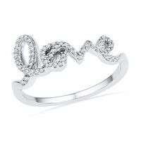 0.16 CT. T.W. Diamond Cursive "LOVE" Ring in 10K White Gold|Peoples Jewellers