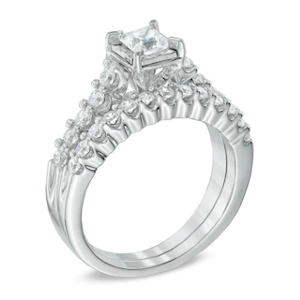 1.00 CT. T.W. Princess-Cut Diamond Bridal Set in 14K White Gold|Peoples Jewellers