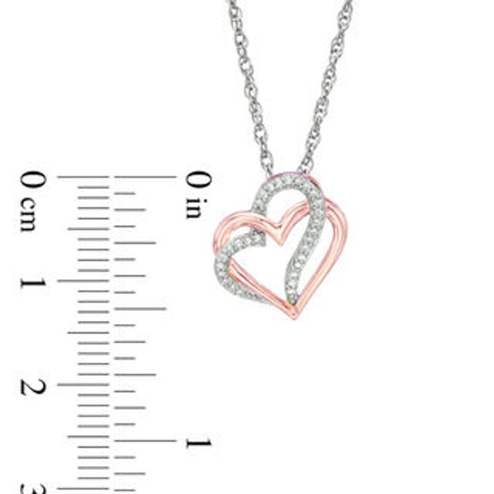 Diamond Accent Double Heart Pendant in 10K Rose Gold|Peoples Jewellers