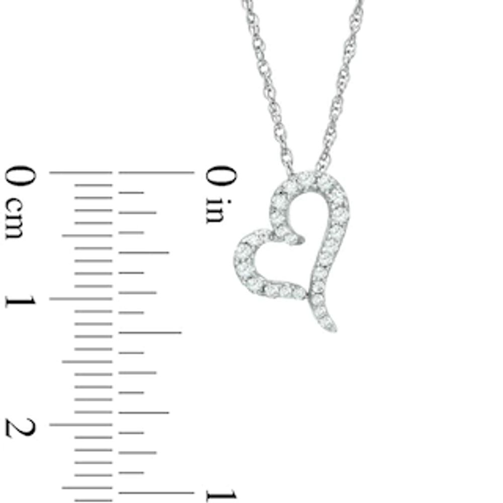 0.15 CT. T.W. Diamond Tilted Heart Pendant in 10K White Gold|Peoples Jewellers