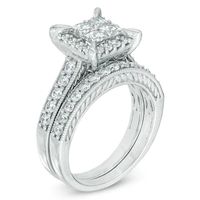 1.50 CT. T.W. Quad Princess-Cut Diamond Frame Bridal Set in 14K White Gold|Peoples Jewellers