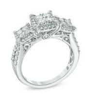 1.00 CT. T.W. Quad Diamond Three Stone Frame Engagement Ring in 10K White Gold|Peoples Jewellers