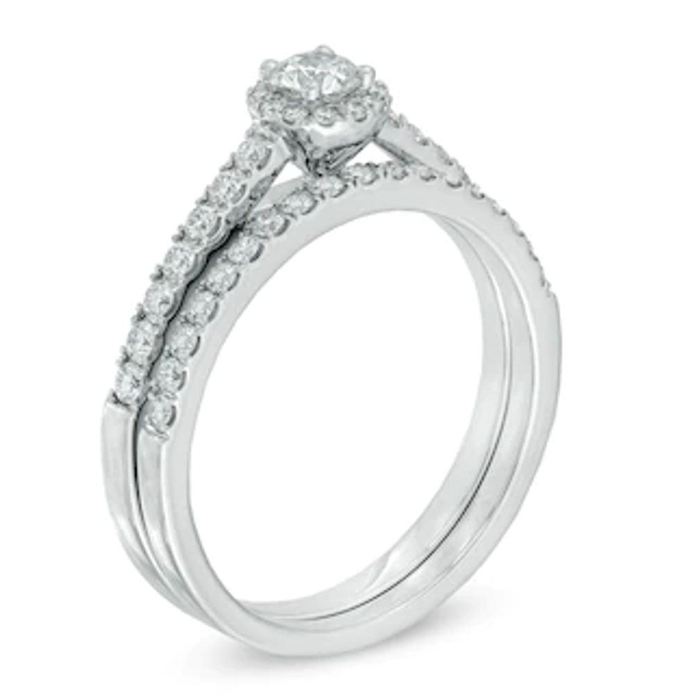 0.60 CT. T.W. Certified Diamond Frame Bridal Set in 14K White Gold (I/SI2)|Peoples Jewellers