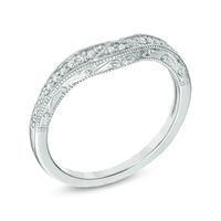 0.12 CT. T.W. Diamond Vintage-Style Contour Wedding Band in 14K White Gold|Peoples Jewellers