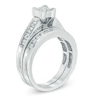 1.00 CT. T.W. Certified Princess-CutQuad Diamond Bridal Set in 14K White Gold (I/SI2)|Peoples Jewellers