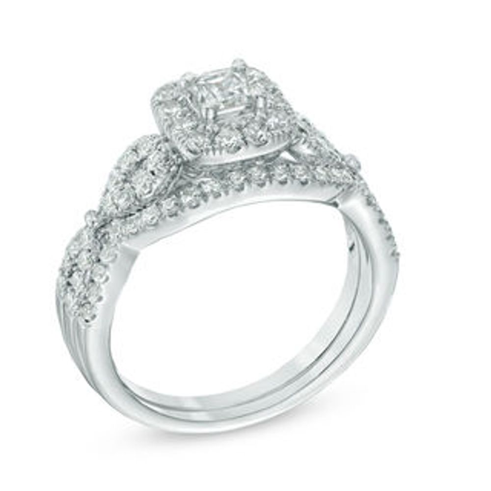 1.00 CT. T.W. Princess-Cut Diamond Frame Bridal Set in 14K White Gold|Peoples Jewellers