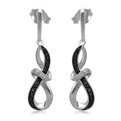 0.04 CT. T.W. Enhanced Black and White Diamond Abstract Infinity Drop Earrings in Sterling Silver|Peoples Jewellers