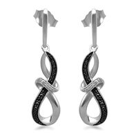 0.04 CT. T.W. Enhanced Black and White Diamond Abstract Infinity Drop Earrings in Sterling Silver|Peoples Jewellers