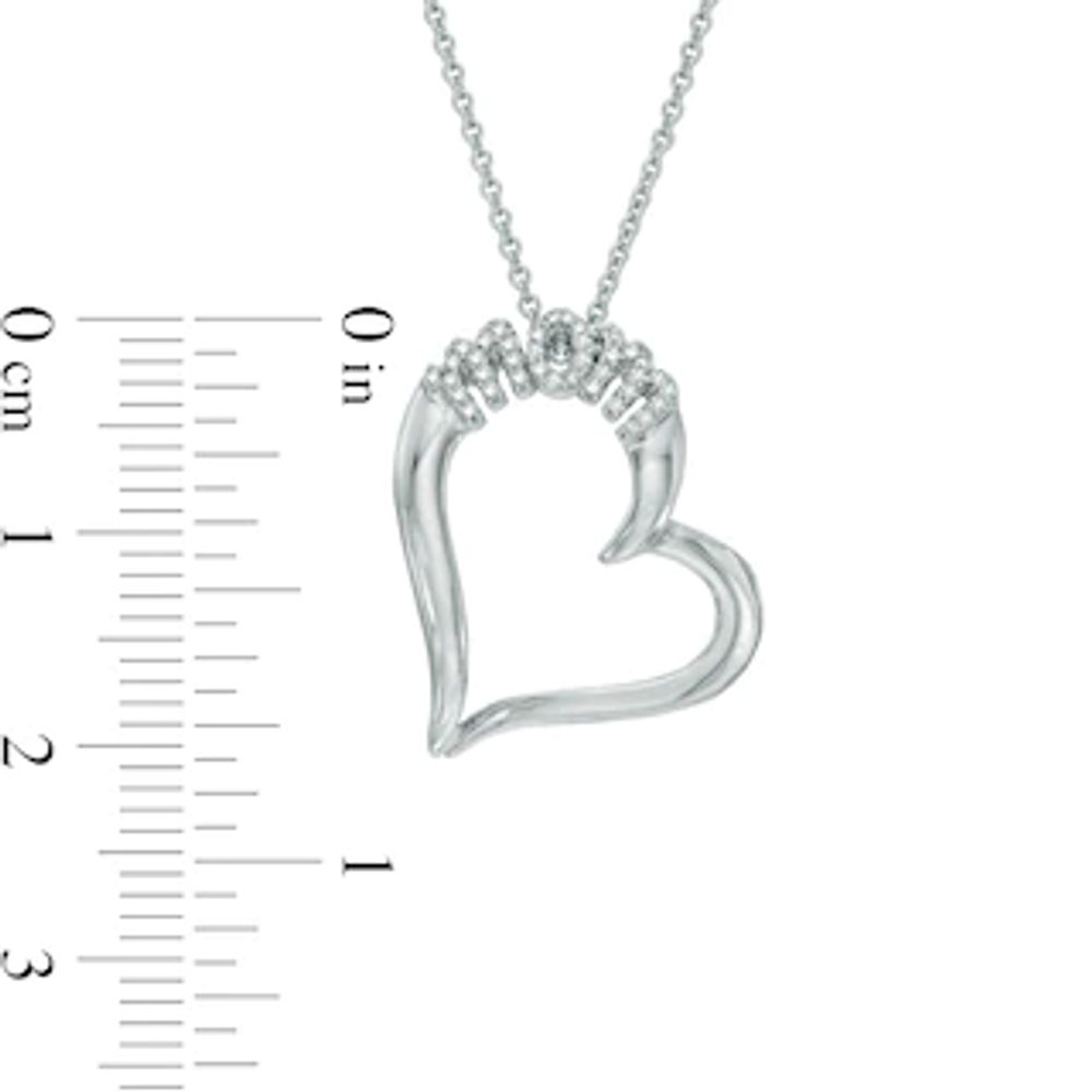 0.10 CT. T.W. Diamond Tilted "MOM" Heart Pendant in Sterling Silver|Peoples Jewellers