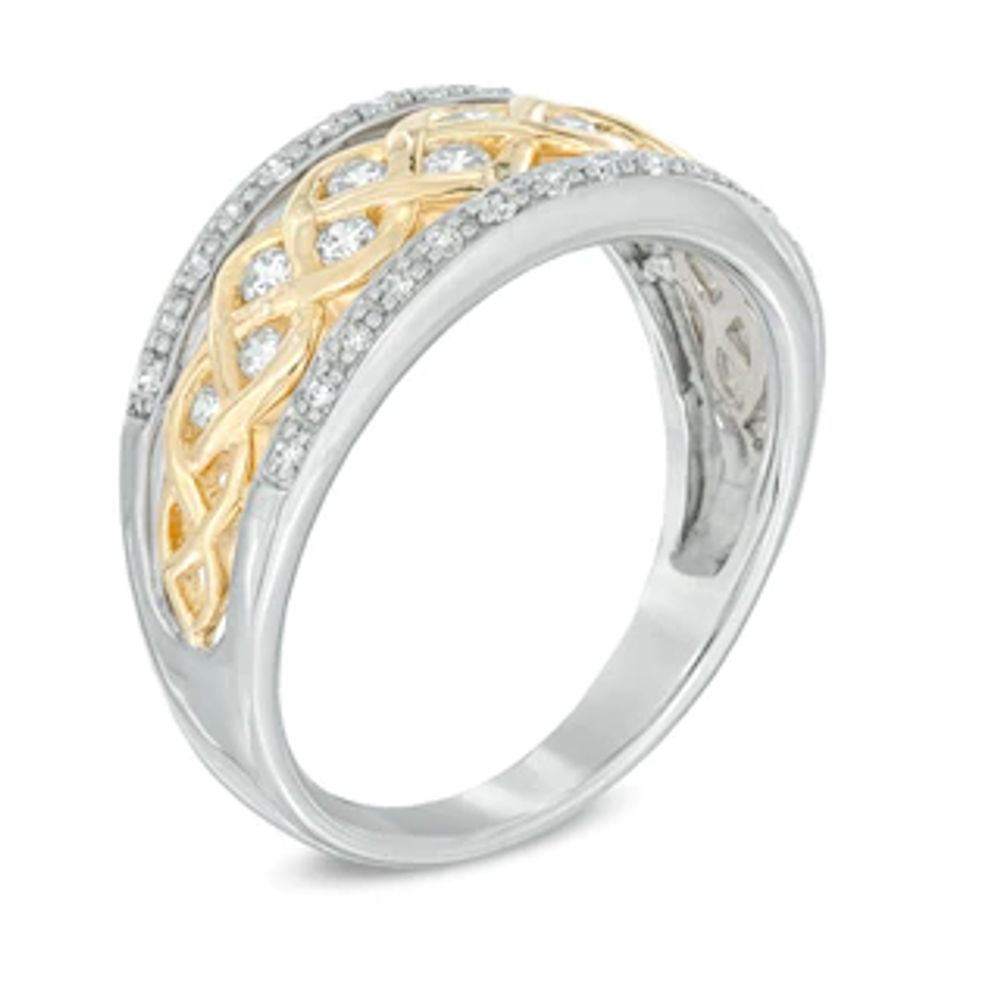 0.38 CT. T.W. Diamond Centre Braid Band in 10K Two-Tone Gold|Peoples Jewellers