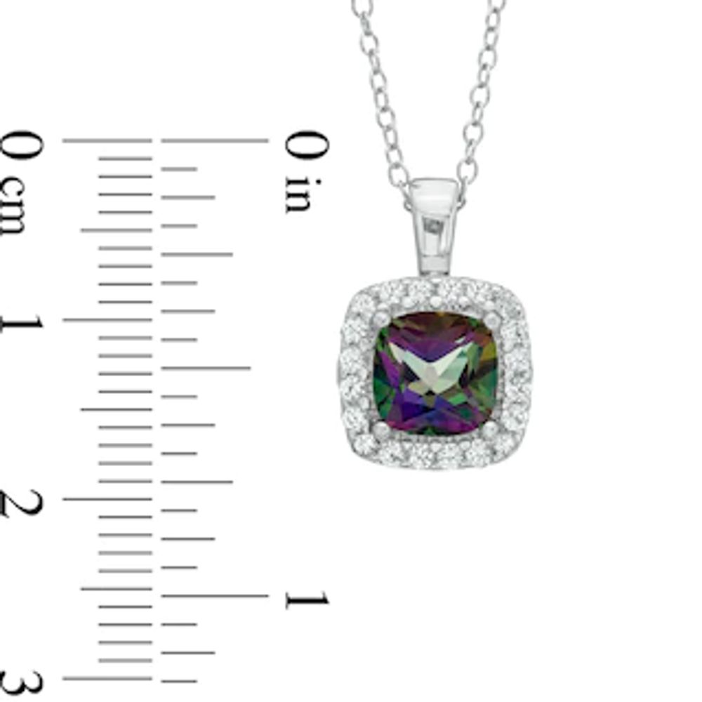 7.0mm Mystic Fire® Topaz and Lab-Created White Sapphire Frame Pendant in Sterling Silver|Peoples Jewellers