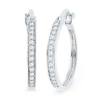 0.20 CT. T.W. Diamond Hoop Earrings in Sterling Silver|Peoples Jewellers